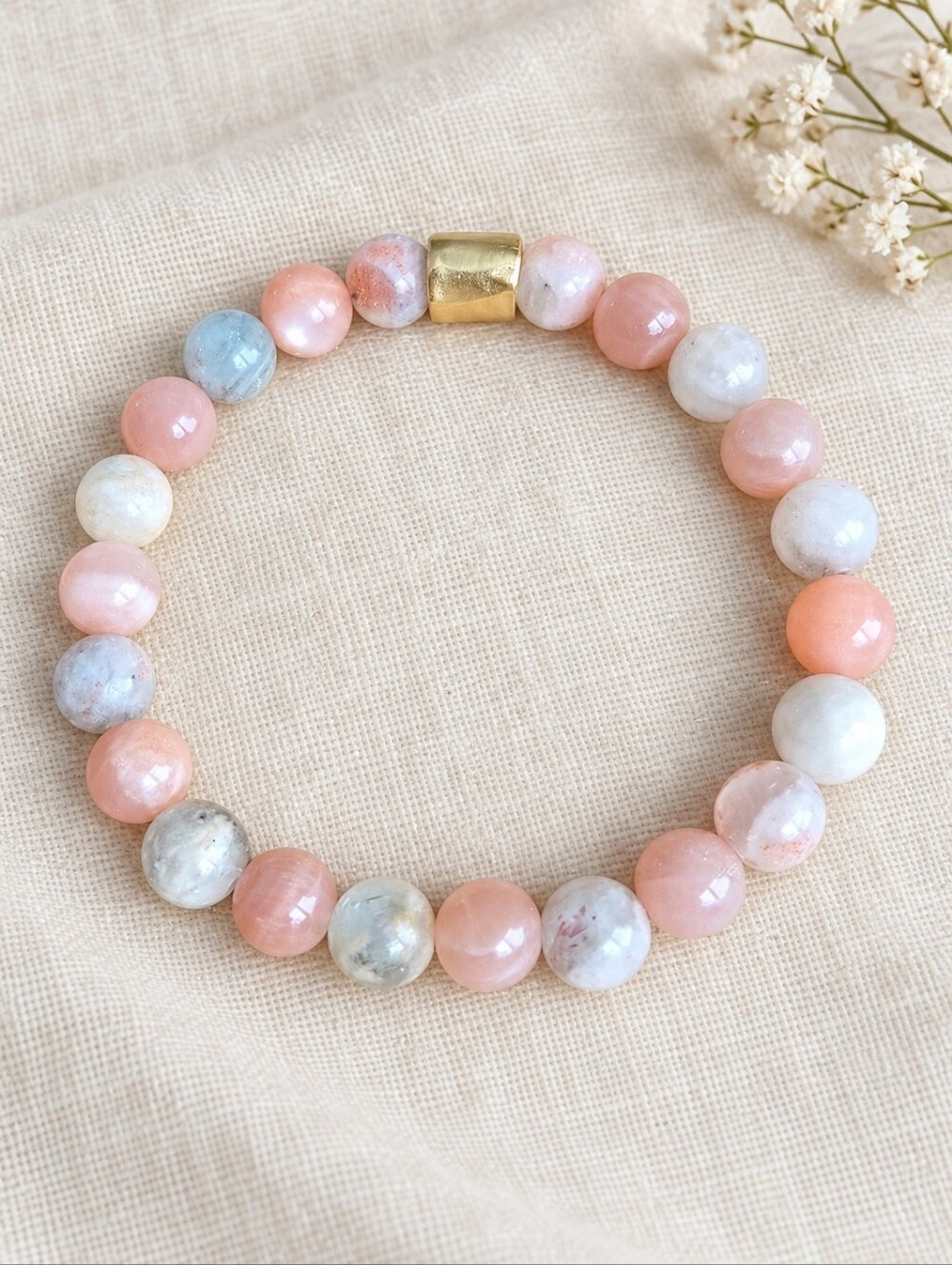Arusha Sunstone & Sunstone Stretch Bracelet | 8 mm | Handmade
